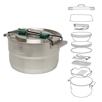 STANLEY Adventure Full Kitchen Basecamp 11 Piece Camp Cook Set-Packable Unit, 3.5l, Stainless Steel