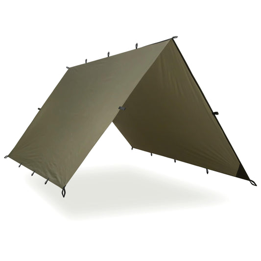 AQUAQUEST Safari Waterproof Camping Tarp - Lightweight Sun Shade or Rain Fly - Camping Essentials for Hiking, Backpacking & Hammock, 20 x 13 ft, Olive Drab