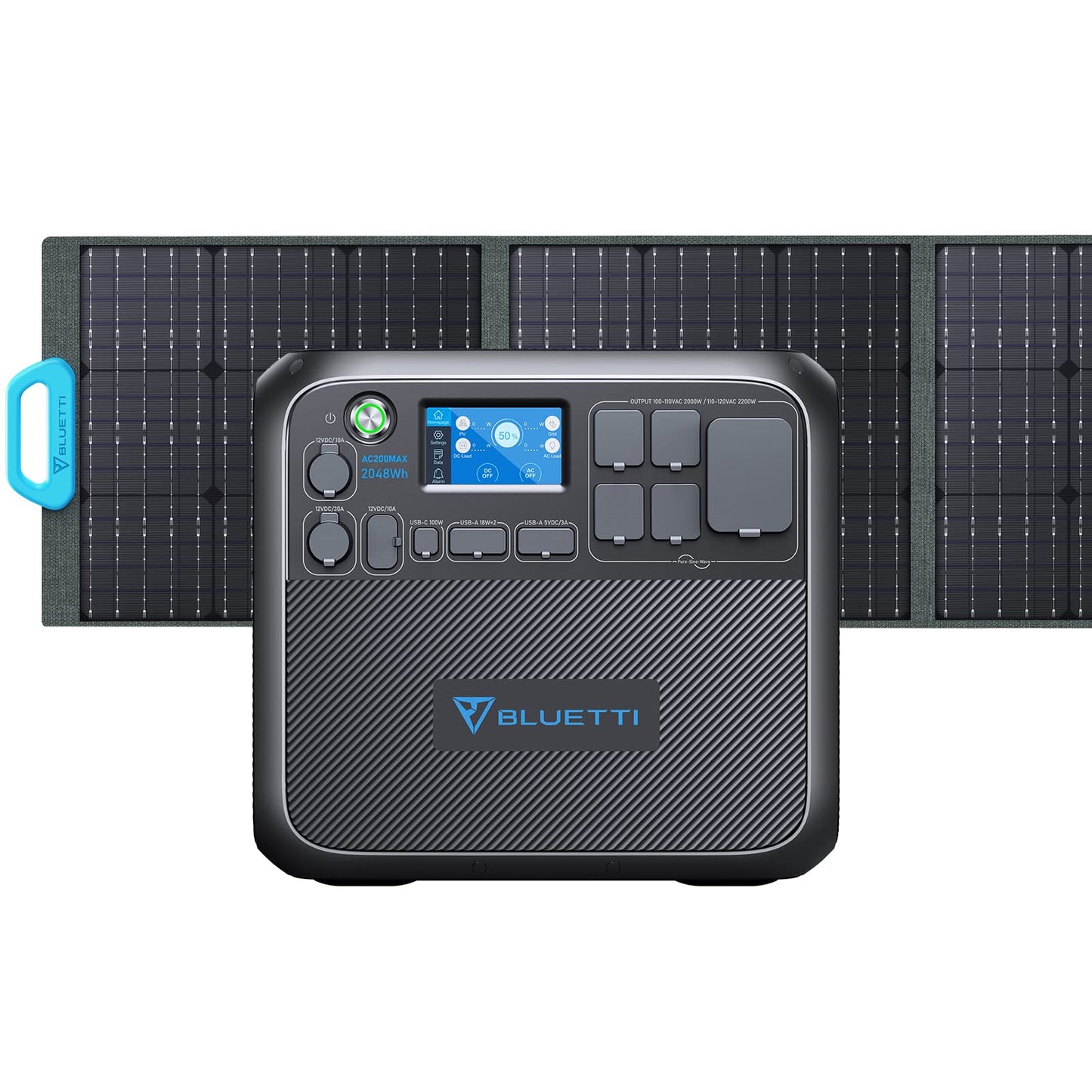 BLUETTI Solar Generator AC200MAX with PV200 Solar Panel Included, 2048Wh Portable Power Station w/ 4 2200W AC Outlets, LiFePO4 Battery Pack, Expandable to 8192Wh for Home Backup, RV Camping Emergency