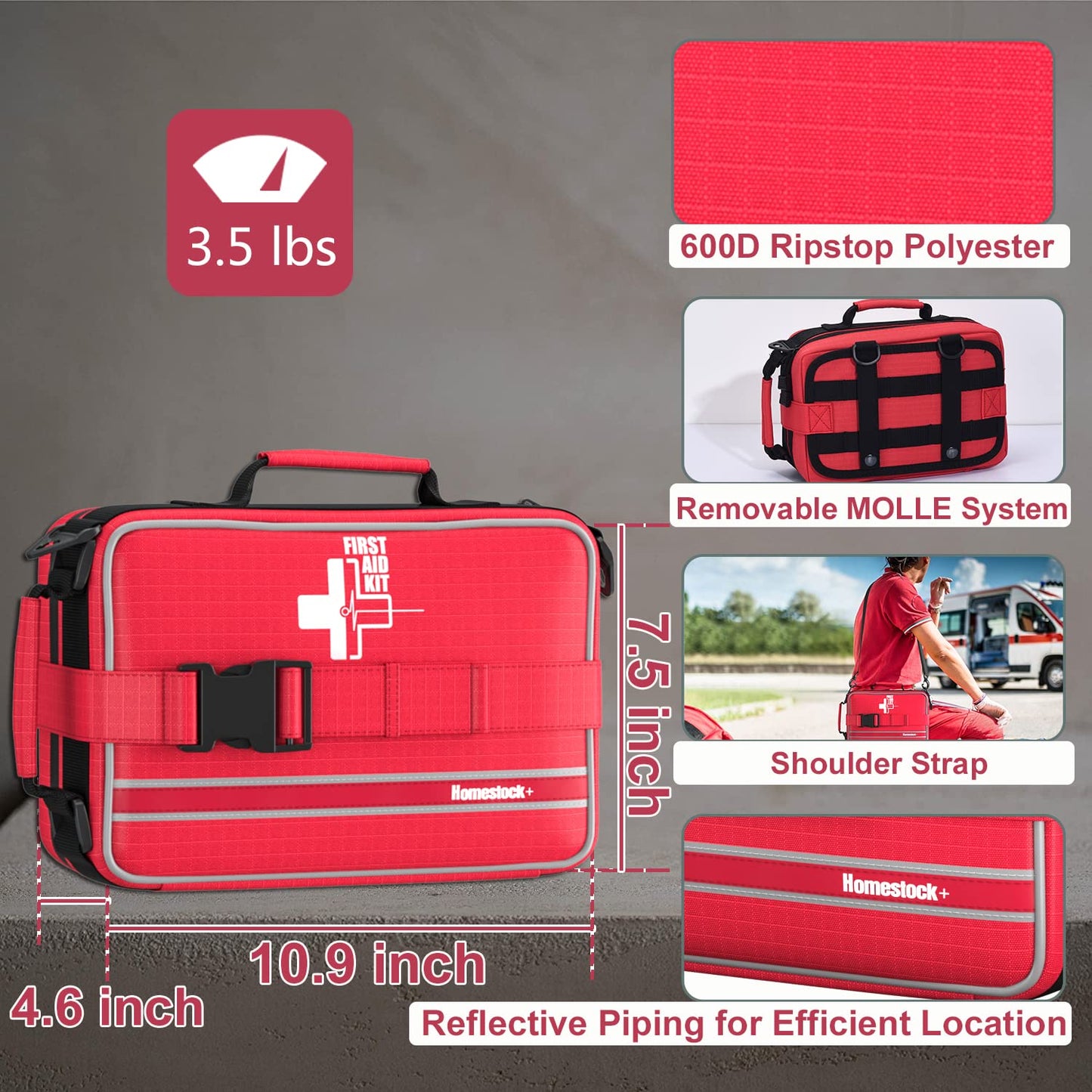 【2024 Upgrade】 Advanced First Aid Kit, Comprehensive Trauma First Aid Kits with Labelled Compartments for Cars, Home, Office, Backpacking, Camping, Traveling, and Cycling - 230 Piece