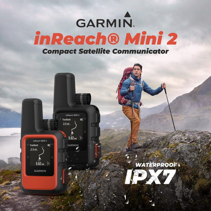 Garmin inReach Mini 2 Lightweight and Compact Satellite Communicator, Hiking Handheld, Flame Red with Wearable4U 2 Pack Cases Black/Khaki Bundle