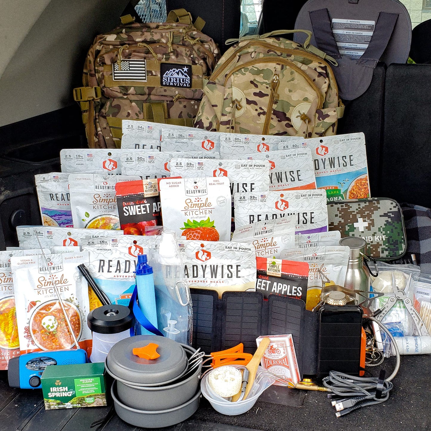 Family Comfort 72 Emergency Survival Kit/Backpack – 72 Hour for 6 People – Disaster Preparedness – Delicious Survival Food, Gear, Lighting, First Aid & More, Olive Drab